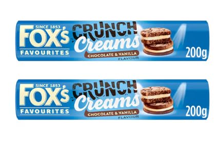 Fox's Crunch Creams Chocolate & Vanilla Flavour Biscuits, 200g, Pack of 2