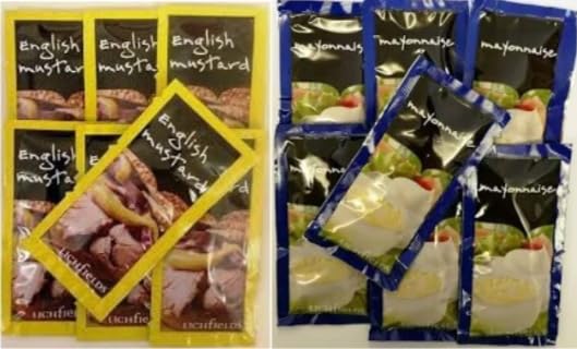Lichfields English Mustard and Mayonnaise Condiment Sachets, Portion Packs, Catering Size - 50 Sachets