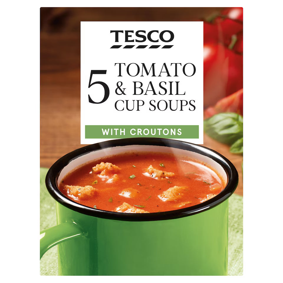 Tesco Tomato & Basil Cup Soup with Croutons, 5x24g