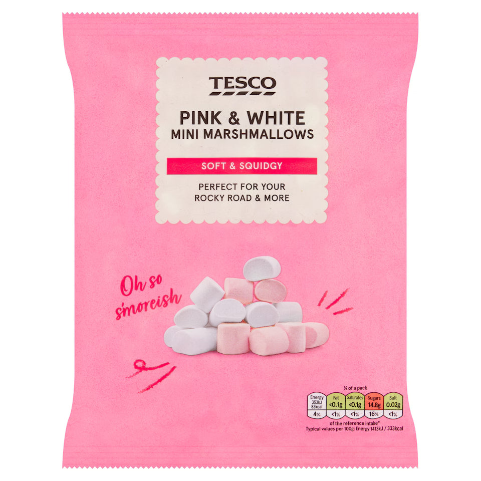 Tesco Pink & White Mini Marshmallows, 100g