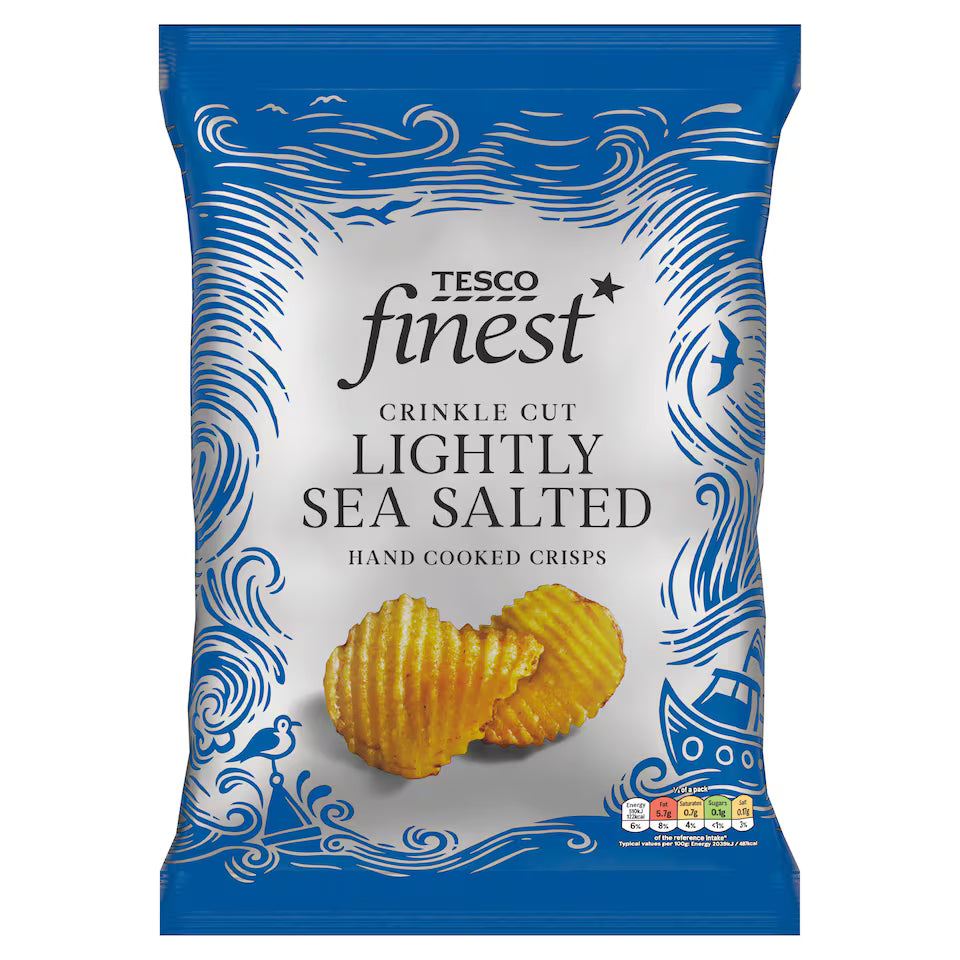 Tesco Finest Lightly Sea Salted Crinkle Cut Crisps, 150g