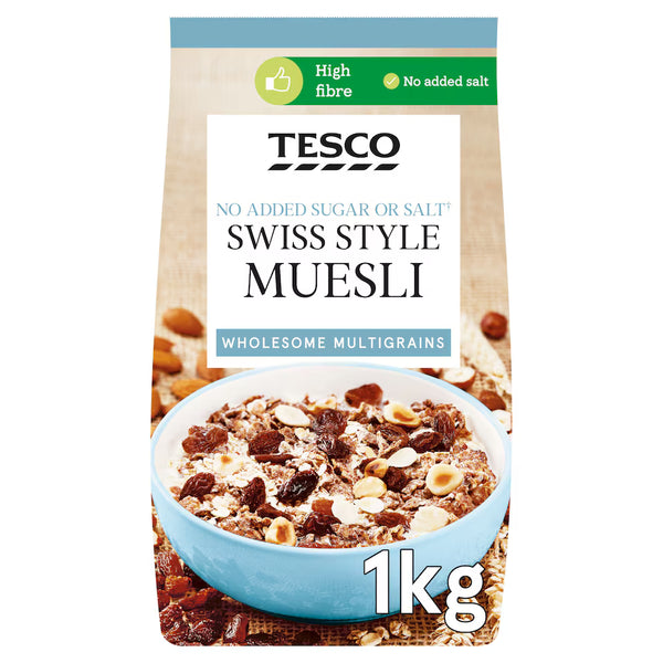 Tesco Swiss Style No Added Sugar Muesli 1Kg