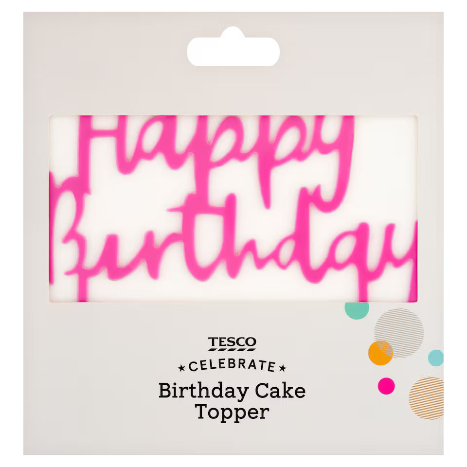 Tesco Pink Happy Birthday Cake Topper