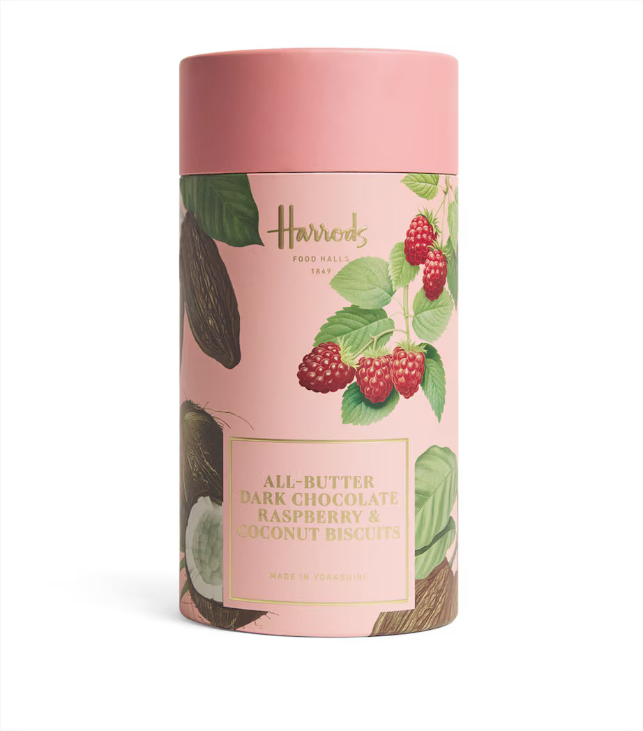 Harrods All-Butter Dark Chocolate Raspberry & Coconut Biscuits - 200g