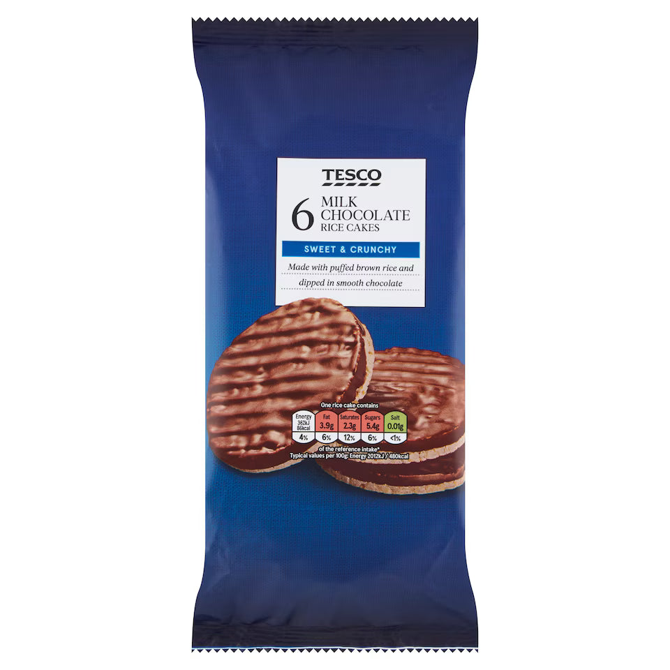 Tesco Rice Cakes Milk Chocolate, 105g