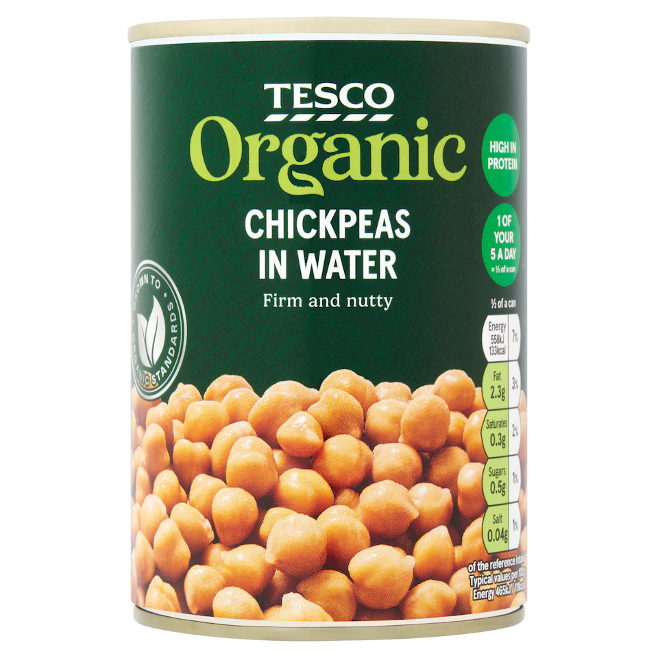 Tesco Organic Chickpeas In Water, 400g