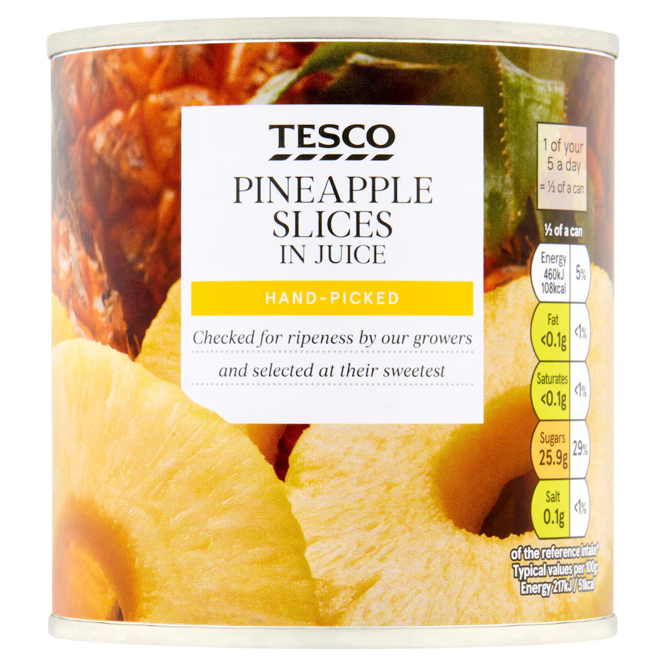Tesco Pineapple Slices In Juice, 425g