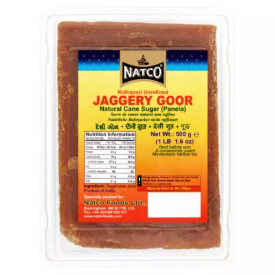 Natco Kolhapuri Unrefined Jaggery Goor Natural Cane Sugar, 500g