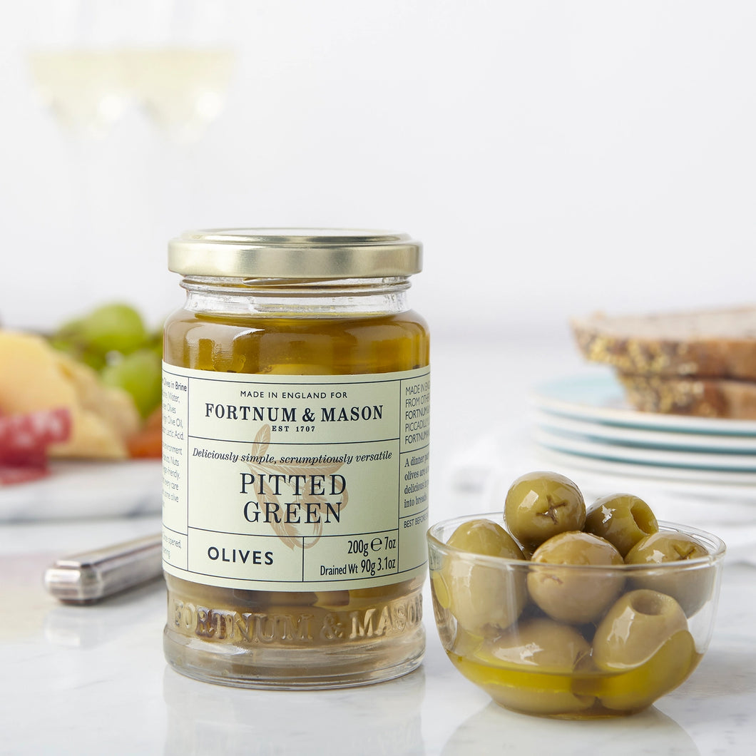 Fortnum & Mason Pitted Green Olives in Brine, Vegan, 200g