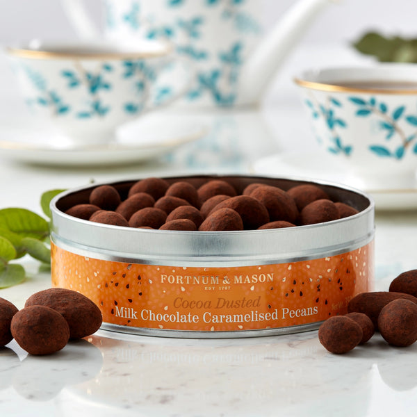 Fortnum & Mason Cocoa Dusted Milk Chocolate Caramelised Pecans with Gianduja, 350g