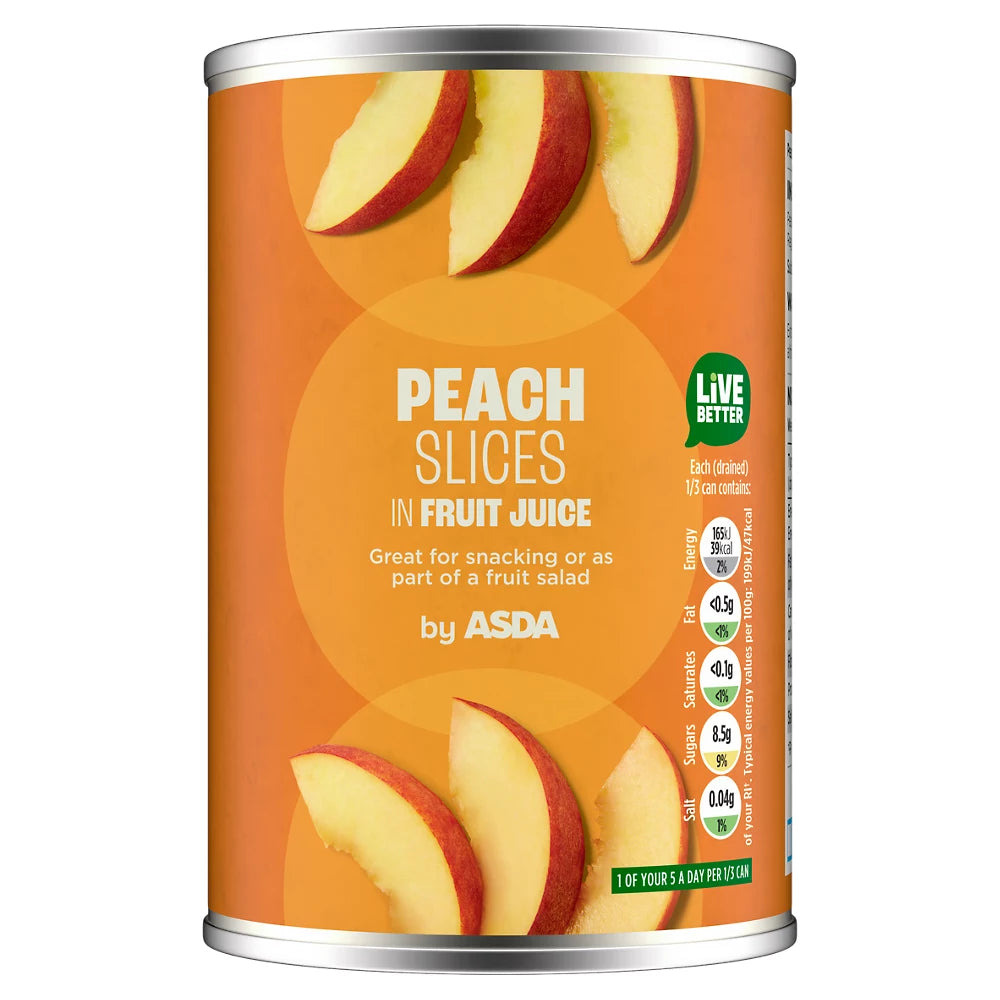 ASDA Peach Slices in Fruit Juice 411g