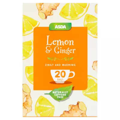ASDA pack of 20 Lemon & Ginger Infusion Tea Bags, 40g