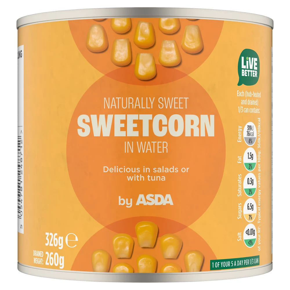 ASDA Sweetcorn in Water 326g