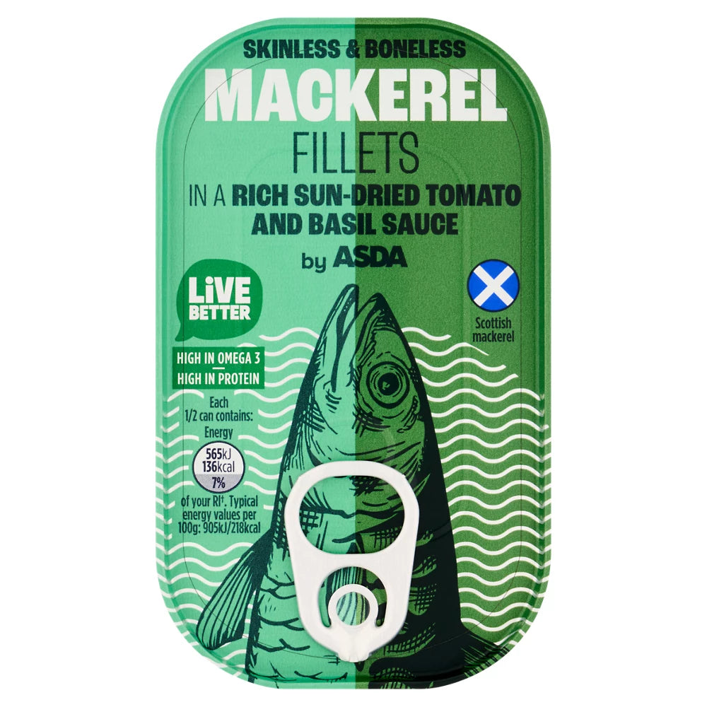 ASDA Mackerel Fillets in a Rich Sun-Dried Tomato and Basil Sauce 125g
