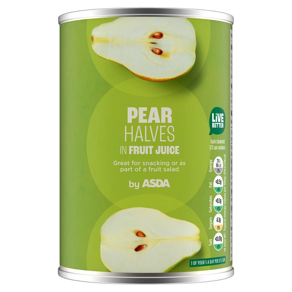 ASDA Pear Halves in Fruit Juice 410g