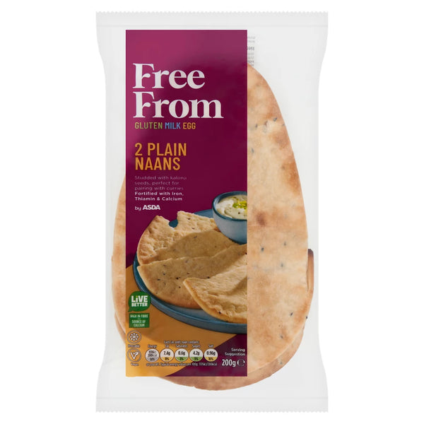 ASDA Free From Free From by 2 Plain Naans 200g