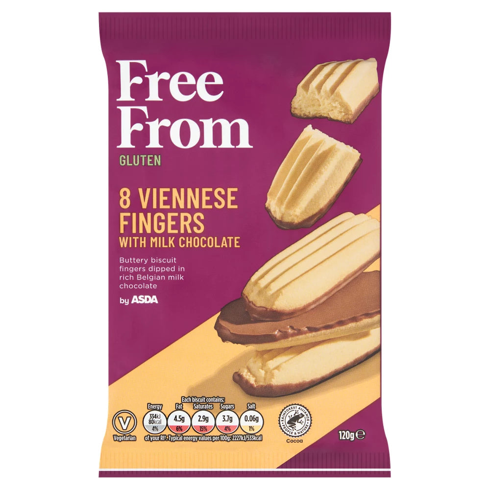 ASDA Free From Free From by Viennese Fingers with Milk Chocolate 120g