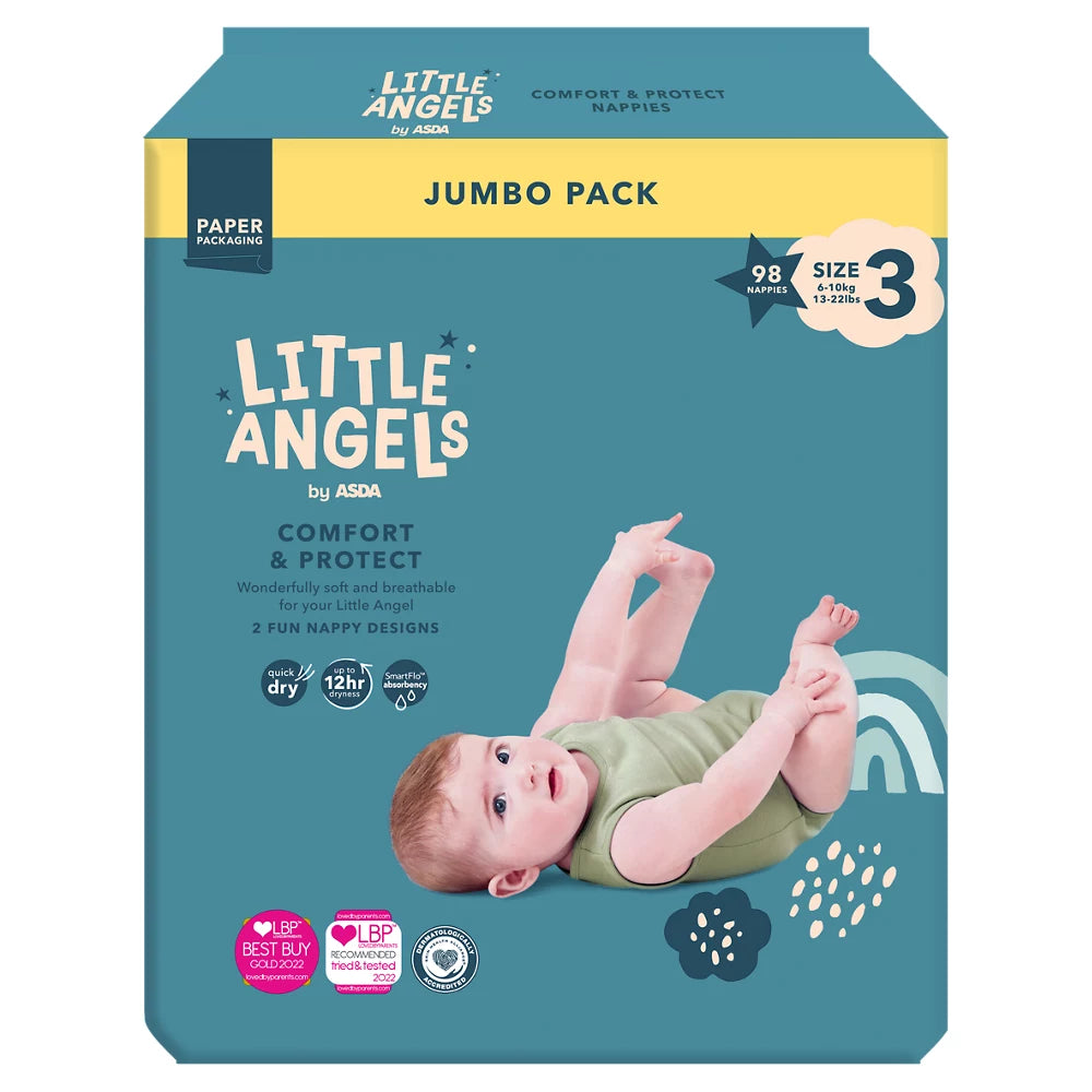 LITTLE ANGELS by ASDA  Comfort & Protect Size 3, 6-10kg, 98 Nappies