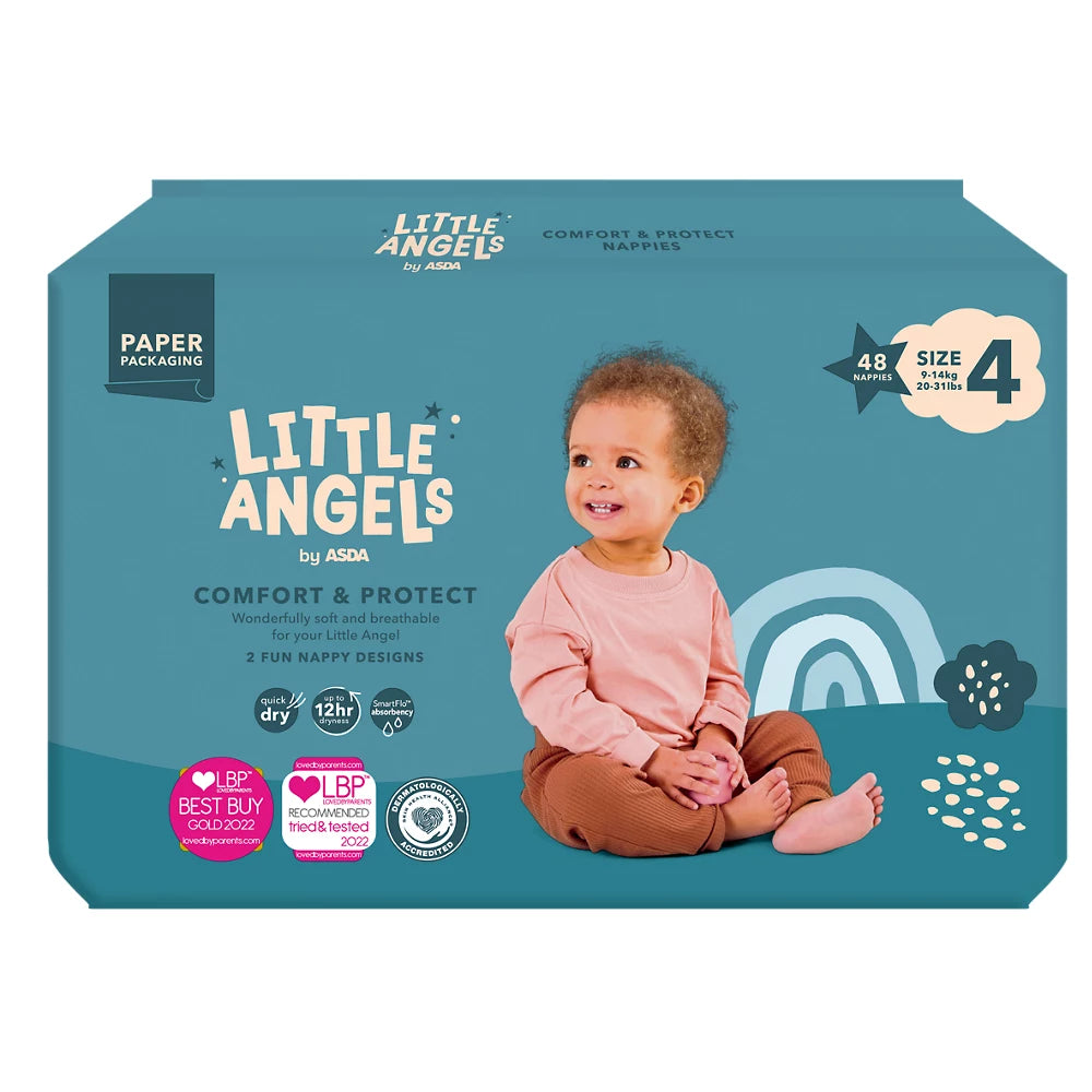 LITTLE ANGELS by ASDA Comfort & Protect Size 4, 9-14kg, 48 Nappies