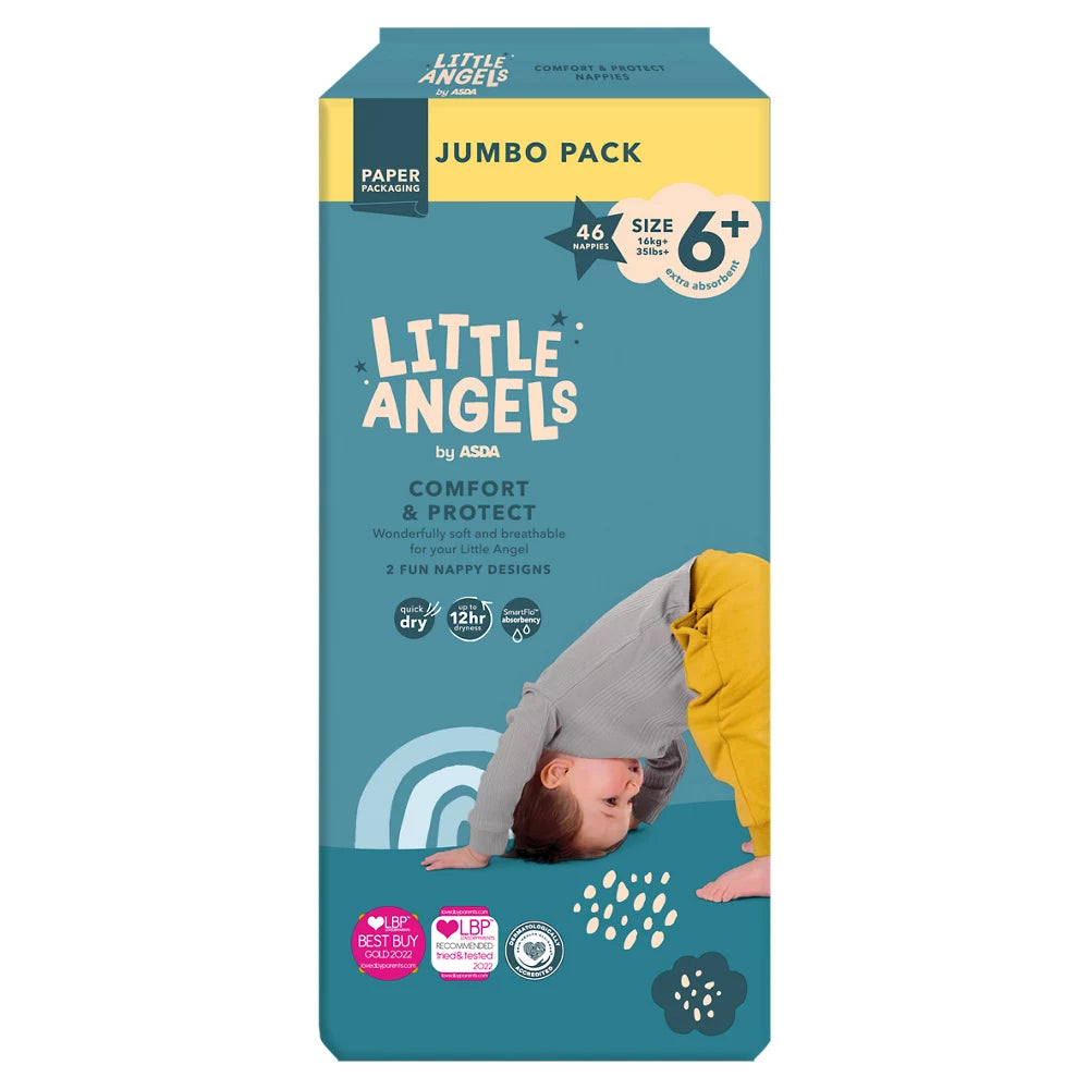 LITTLE ANGELS by ASDA Comfort & Protect Size 6+, 16kg+ (35lbs+), 46 Nappies