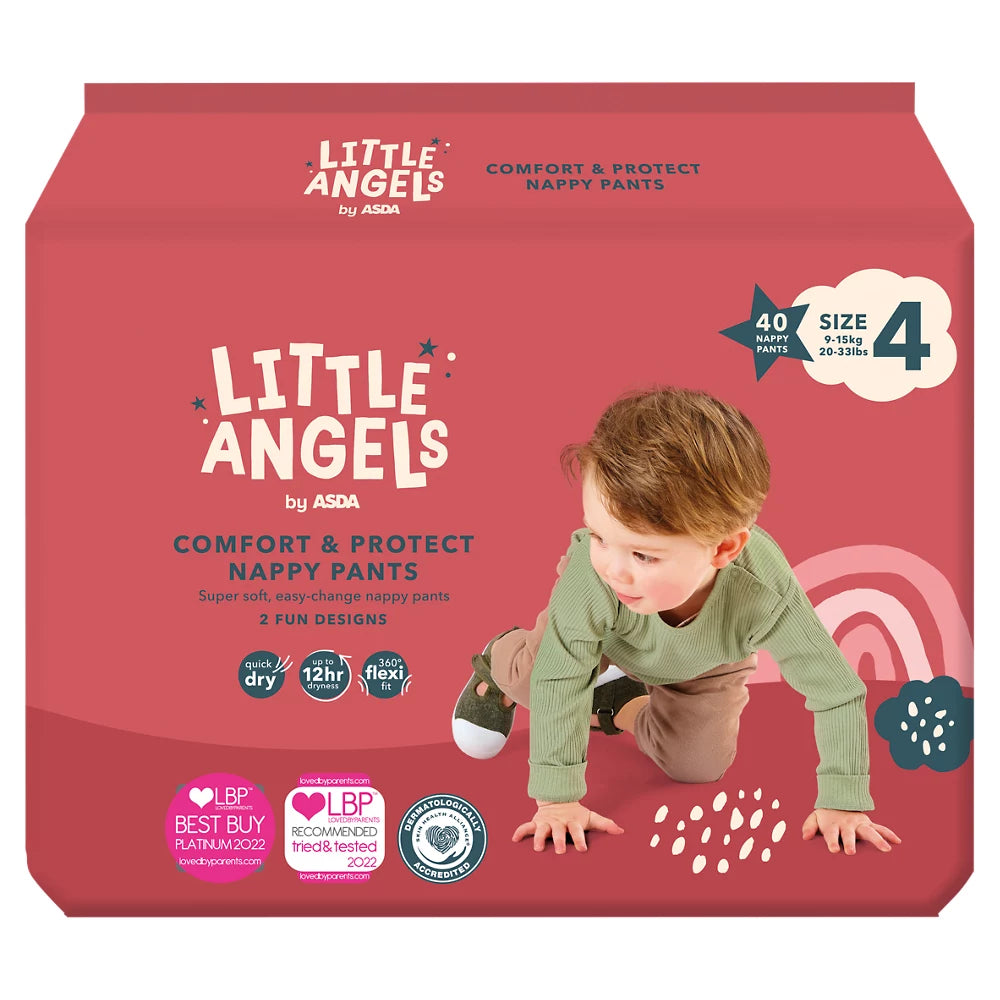 LITTLE ANGELS by ASDA  Comfort & Protect Size 4, 9-15 kg, 40 Nappy Pants