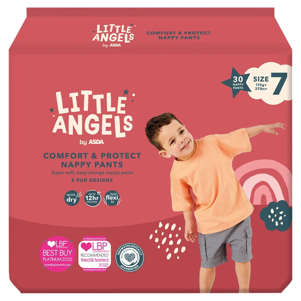LITTLE ANGELS by ASDA Comfort & Protect Size 7, 17kg+, 30 Nappy Pants