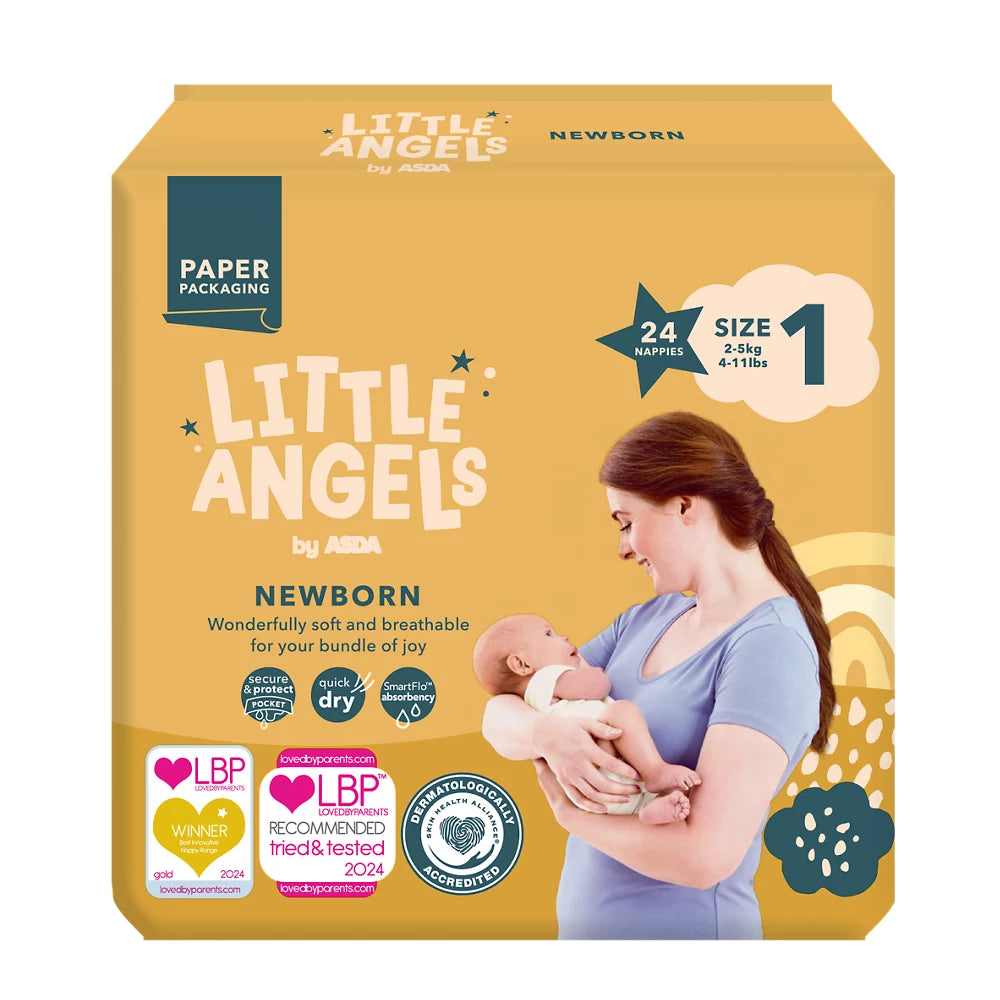 LITTLE ANGELS by ASDA  Newborn size 1, 2-5kg, 24 Nappies