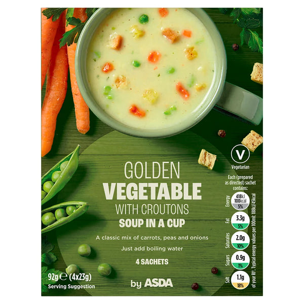 ASDA Golden Vegetable Soup in a Cup with Croutons 92g (4 x 23g)