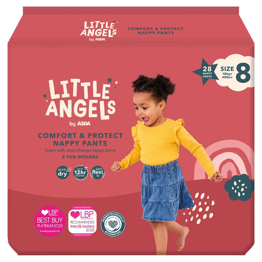 ASDA Little Angels Comfort & Protect Size 8, 18kg+, 28 Nappy Pants
