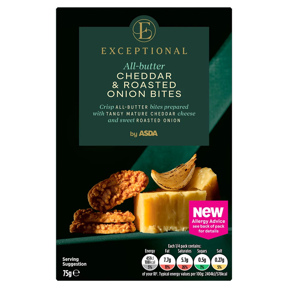 Exceptional By Asda Exceptional by All-Butter Cheddar & Roasted Onion Bites 75g