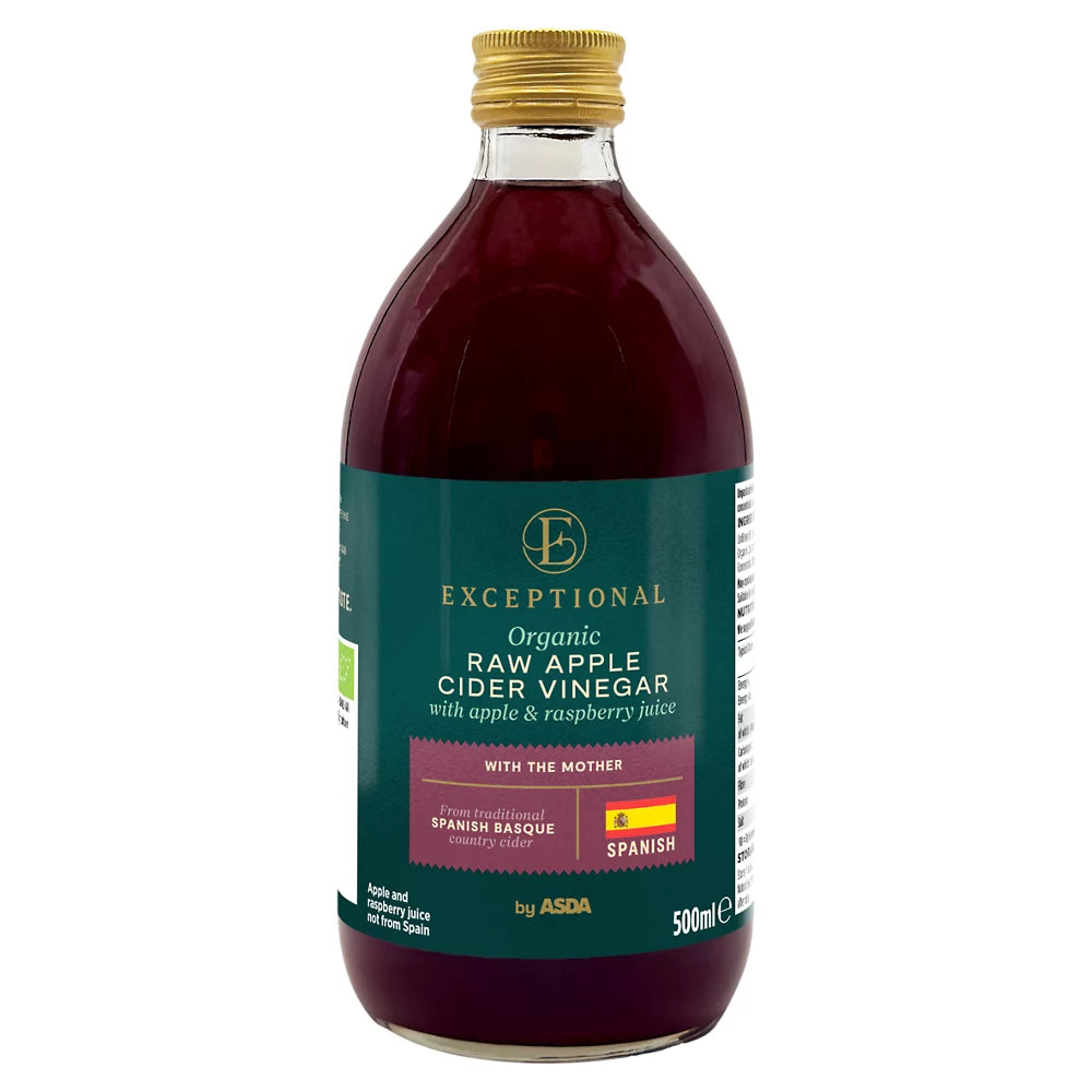 Exceptional by Organic Raw Apple Cider Vinegar with Apple & Raspberry Juice 500ml