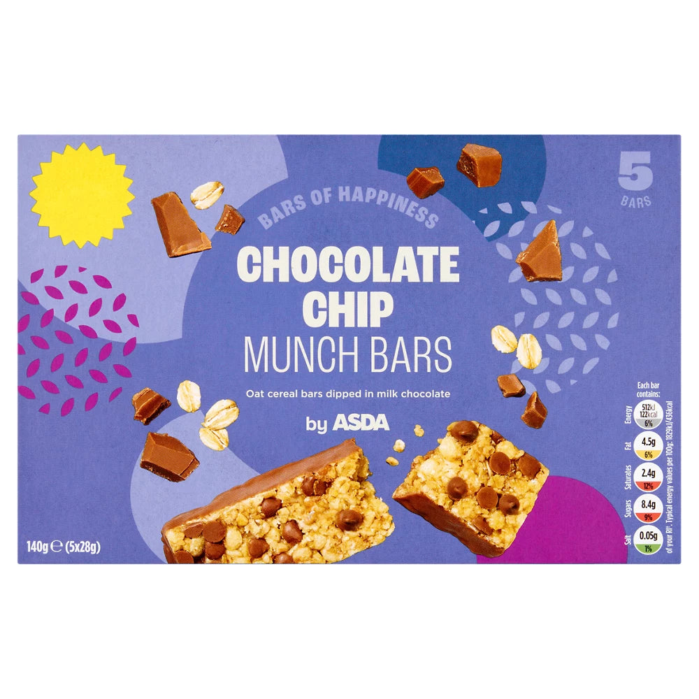 ASDA Chocolate Chip Munch Bars (5 x 28g) 140g