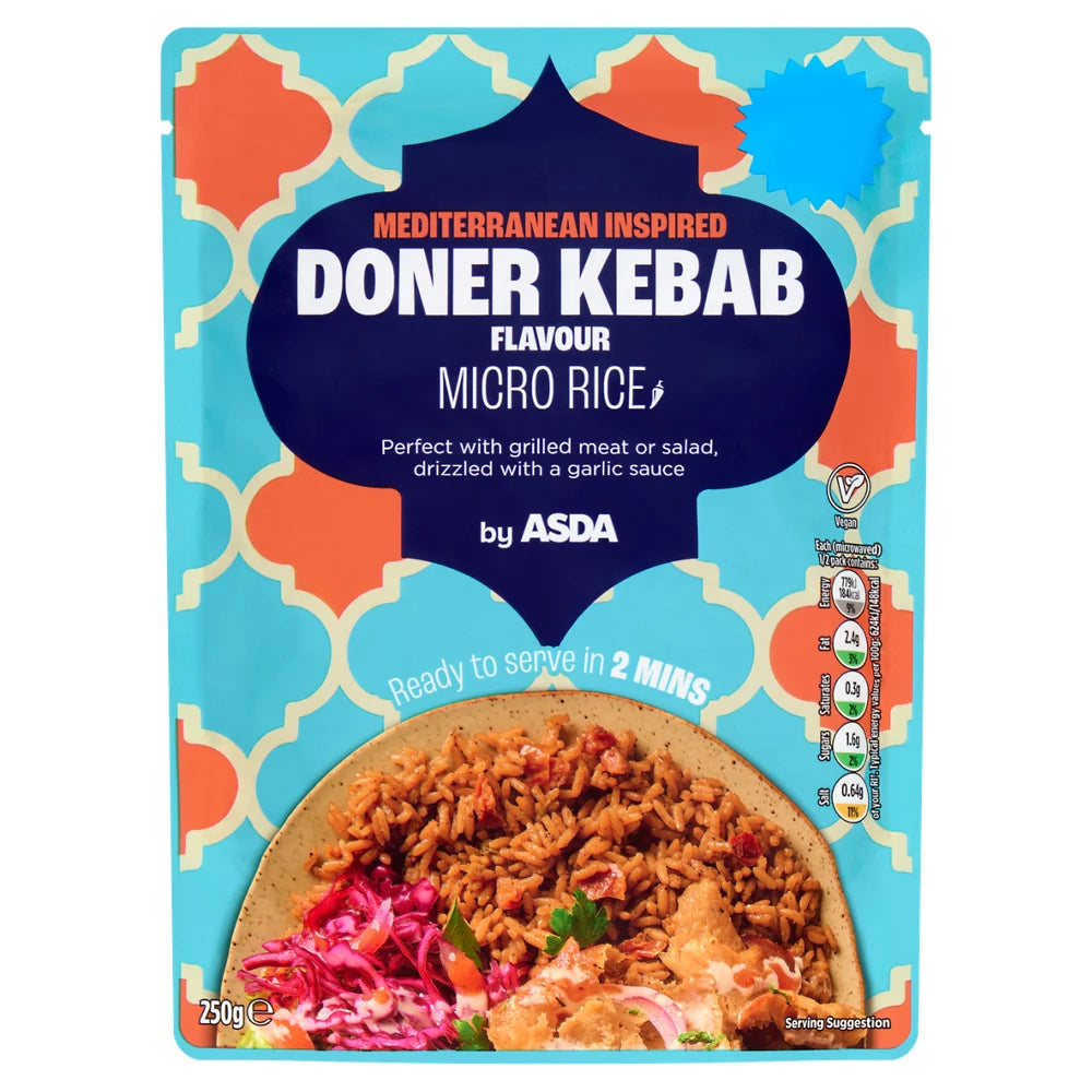 ASDA Mediterranean Inspired Doner Kebab Flavour Micro Rice 250g