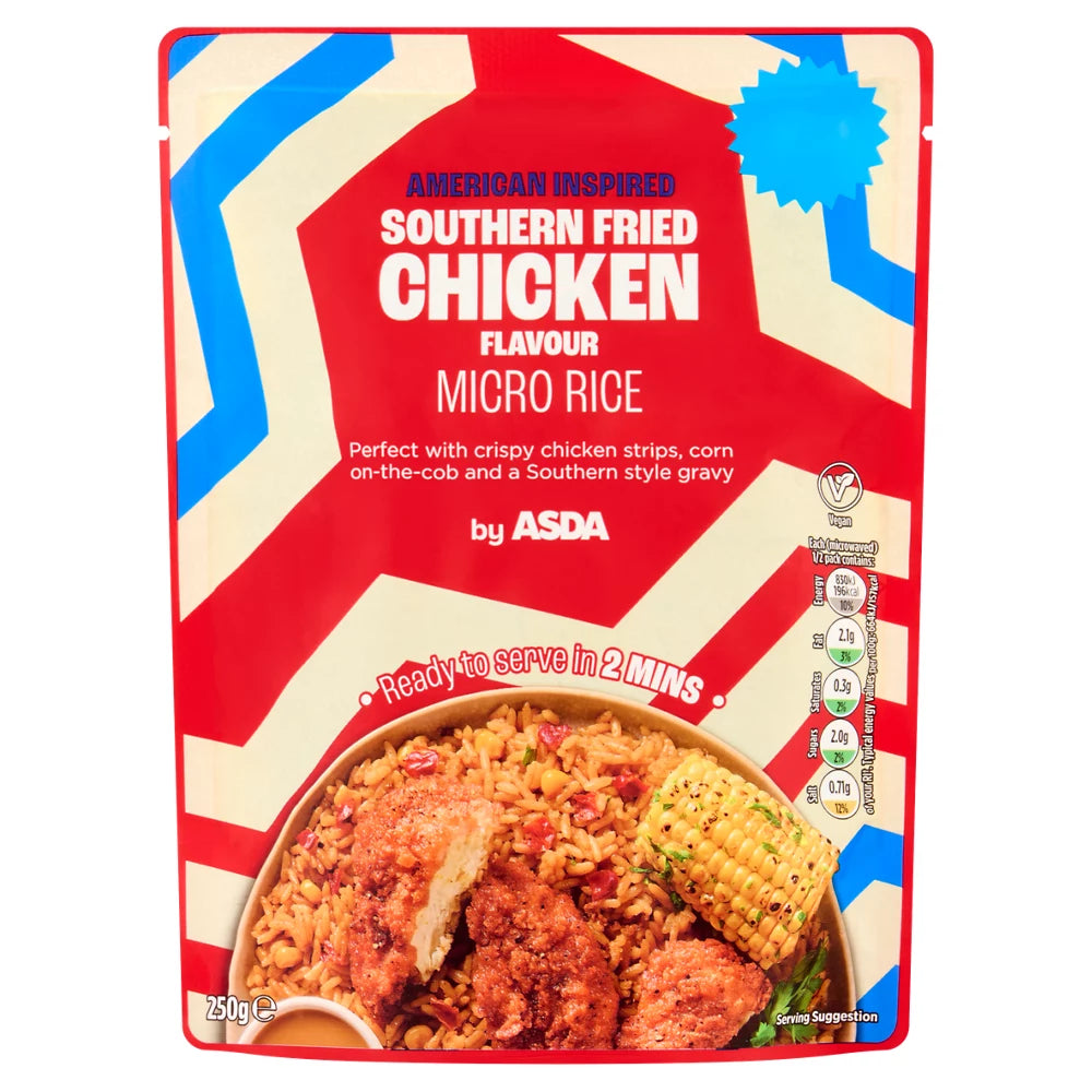 ASDA American Inspired Southern Fried Chicken Flavour Micro Rice 250g