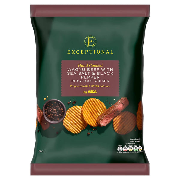 Exceptional by ASDA Wagyu Beef with Sea Salt & Black Pepper Ridge Cut Crisps 150g