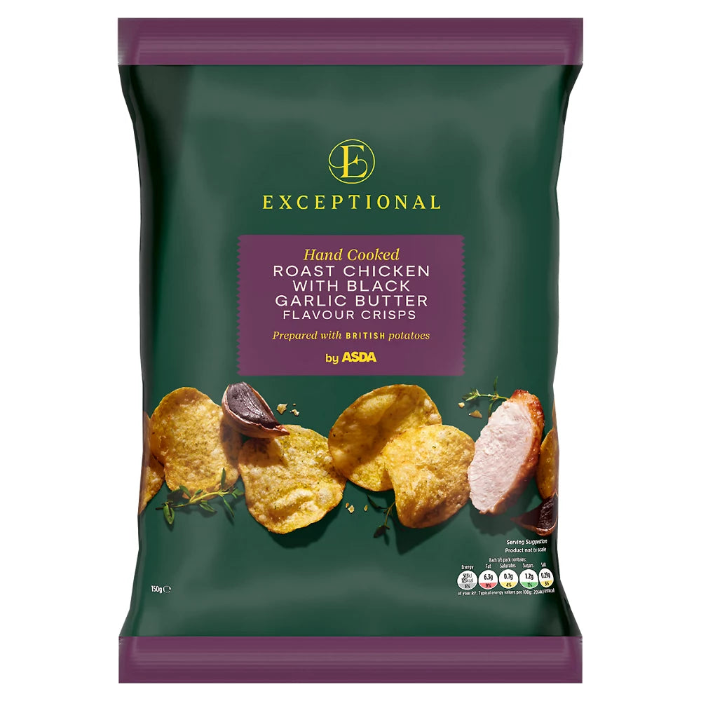 Exceptional by ASDA Roast Chicken with Black Garlic Butter Flavour Crisps 150g