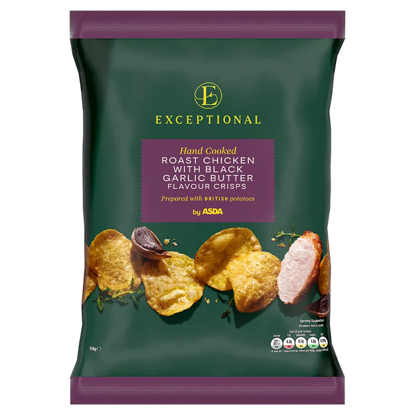 Exceptional by ASDA Roast Chicken with Black Garlic Butter Flavour Crisps 150g