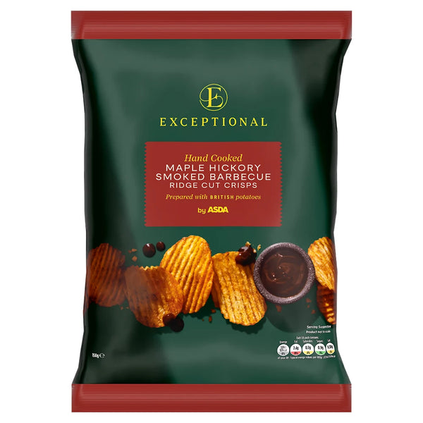 Exceptional by ASDA Maple Hickory Smoked Barbecue Ridge Cut Crisps 150g