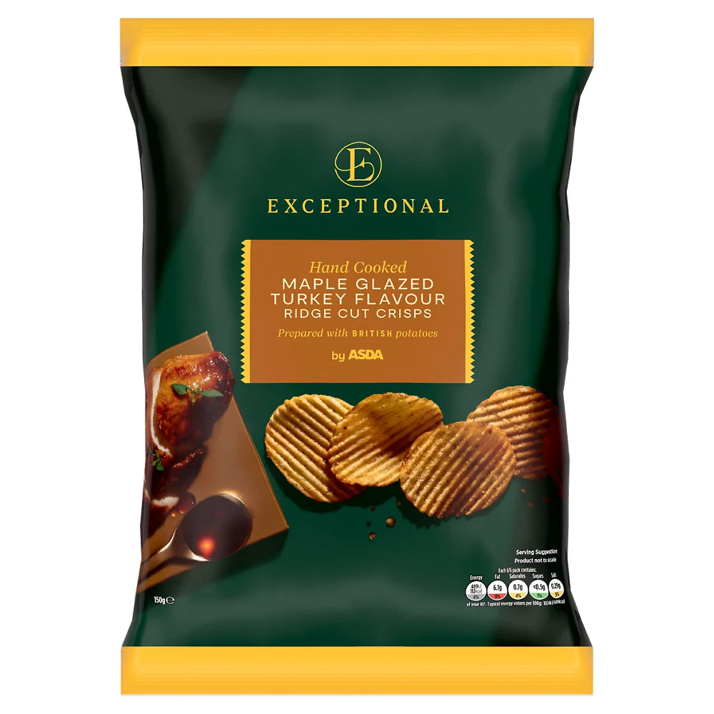 Exceptional by ASDA Maple Glazed Turkey Flavour Ridge Cut Crisps 150g