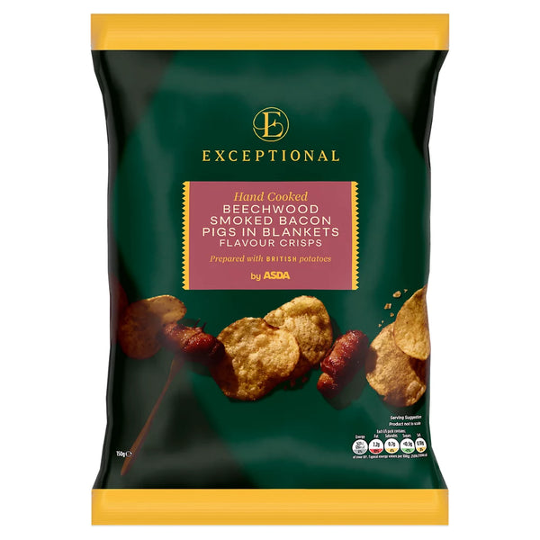 Exceptional by ASDA Beechwood Smoked Bacon Pigs in Blankets Flavour Crisps 150g