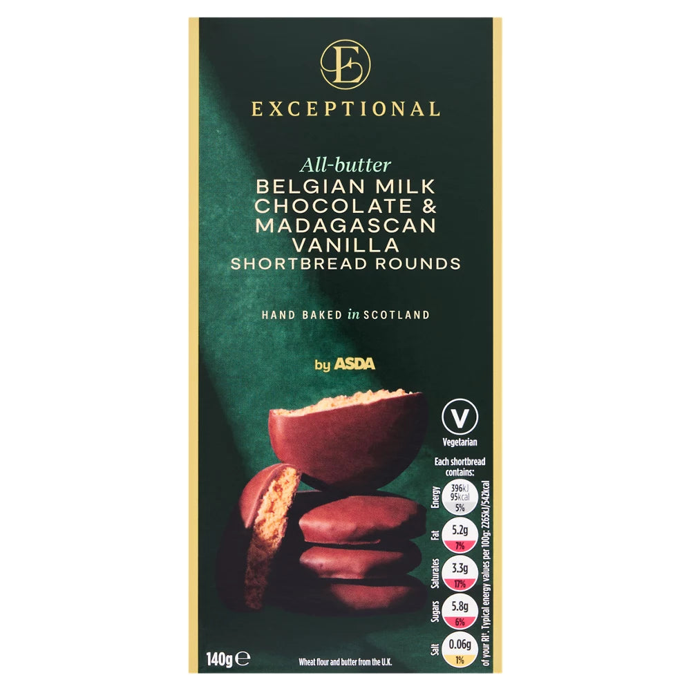 ASDA All-Butter Belgian Milk Chocolate & Madagascan Vanilla Shortbread Rounds 140g