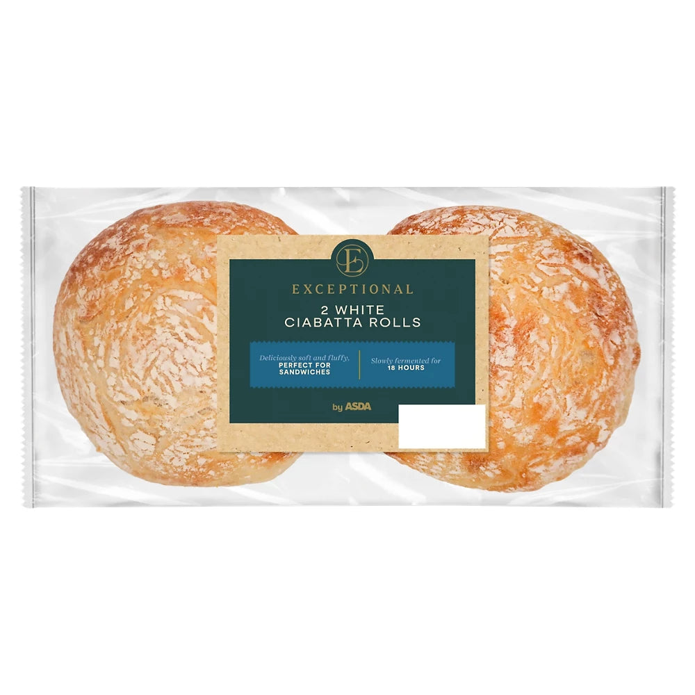 Exceptional by ASDA 2 White Ciabatta Rolls