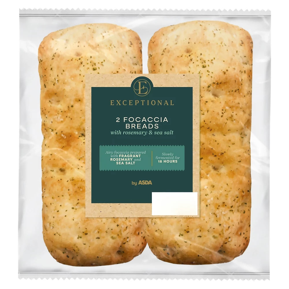 Exceptional by ASDA Exceptional by 2 Focaccia Breads with Rosemary & Sea Salt
