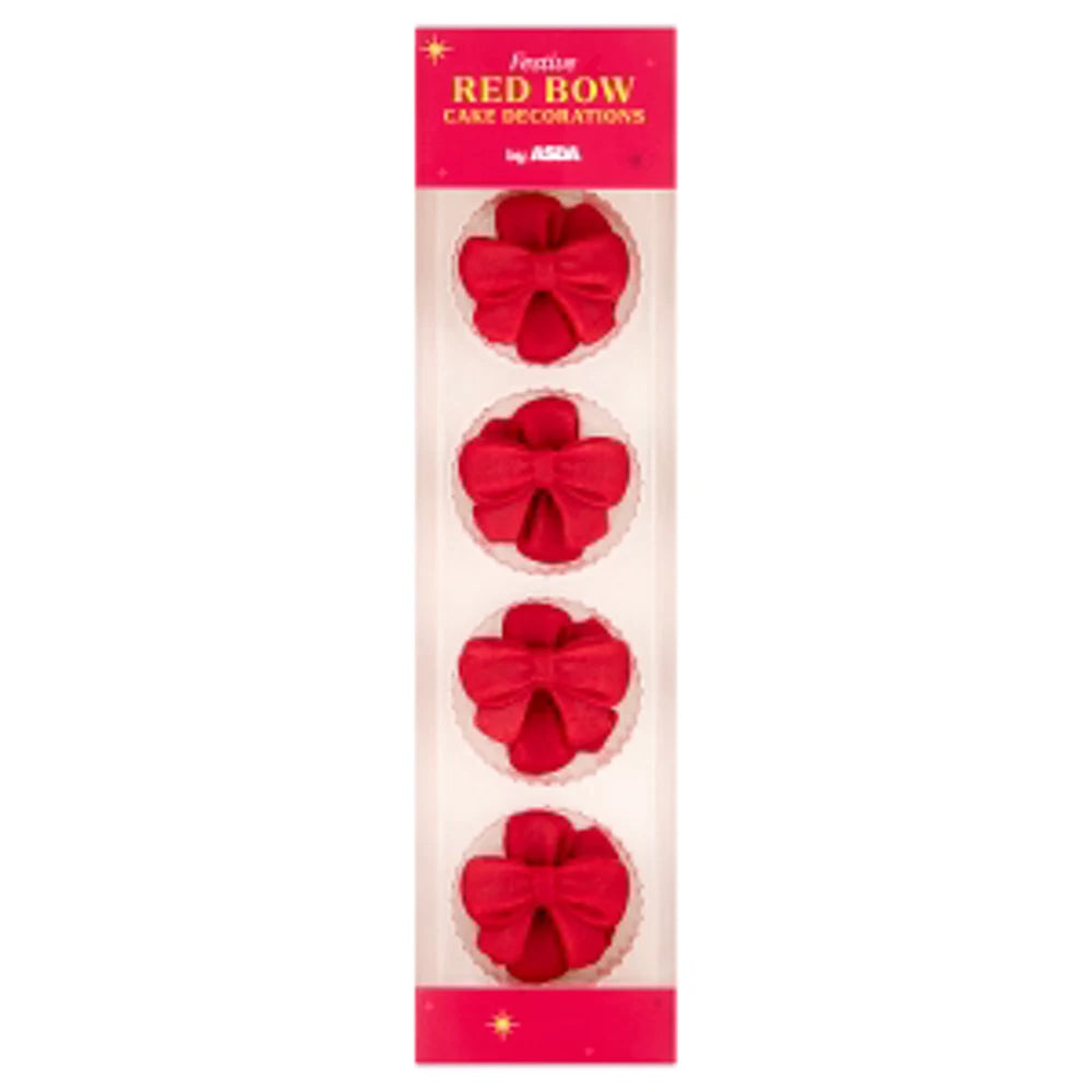 ASDA Festive Red Bow Cake Decorations
