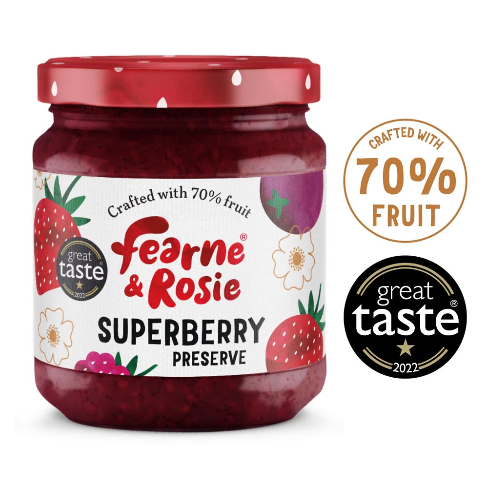 Fearne & Rosie Superberry Jam 70% Fruit  310g
