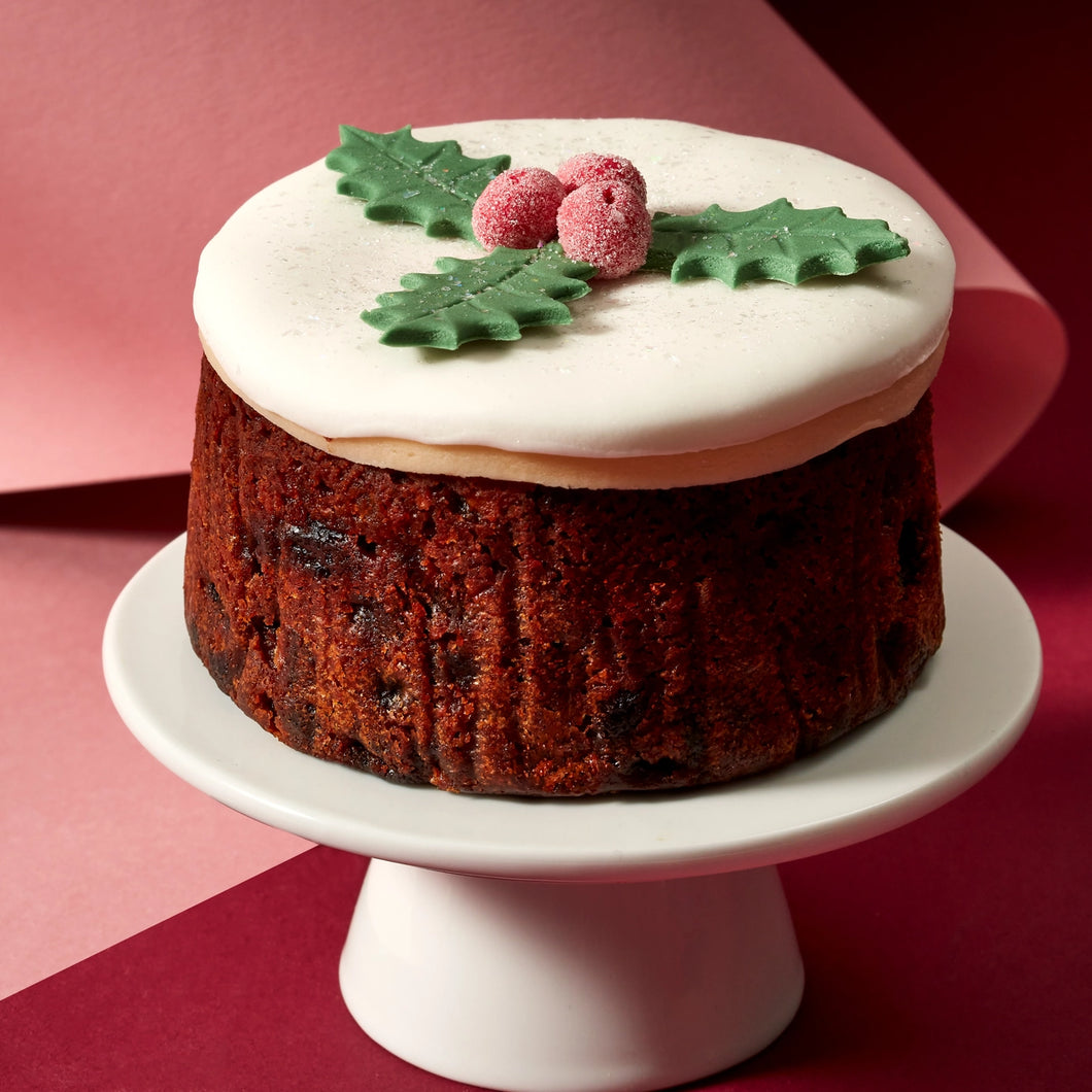 Fortnum & Mason Iced Christmas Cake with Holly Decoration, 365g