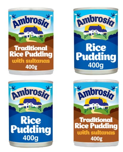 Ambrosia Rice Pudding, Traditional with Sultanas, Tinned Dessert