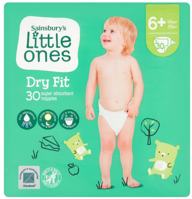 Sainsbury's Little Ones Dry Fit Size 6+ 30 Nappies - (Pack of 6)