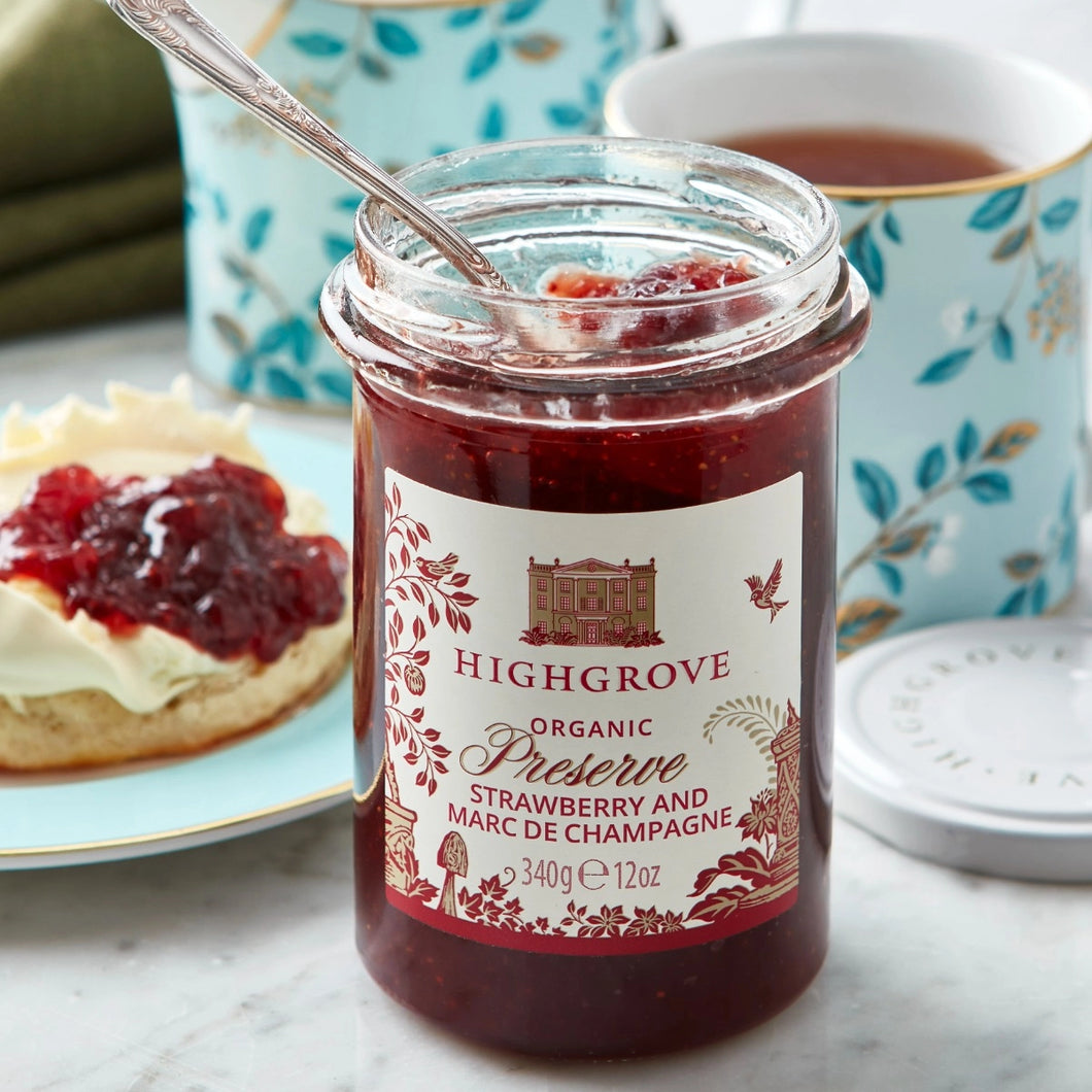 Fortnum & Mason Highgrove Organic Strawberry Preserve with Marc de Champagne, 340g