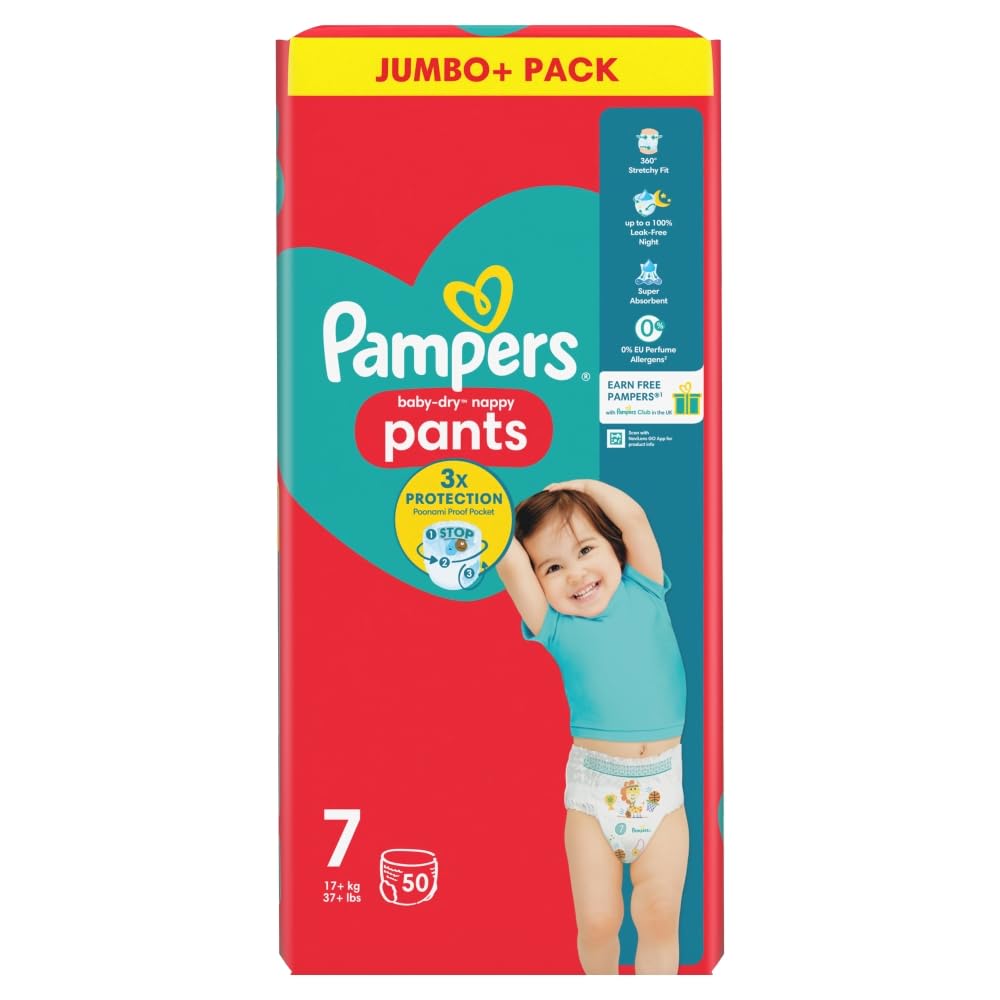PAMPERS Pants Nappies Pull-ON Size 7 Giant Plus 50S
